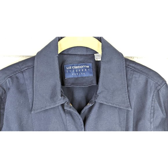 Liz Claiborne Liz Sport Petite blue cotton button jacket - Picture 3 of 5